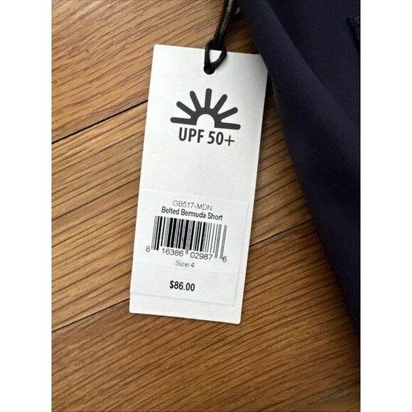 JOFIT Women's Belted Bermuda Golf Shorts UPF 50 + Blue Size 4 - Picture 6 of 6